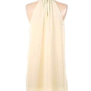 Tobi Cream Halter Evening Dress with Rhinestone and Beaded Collar Sz Large